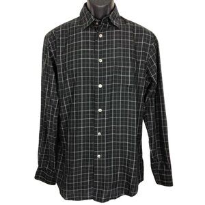 Van Heusen Mens Black & White Windowpane Check Button-Up Shirt Size S/P 14-14.5